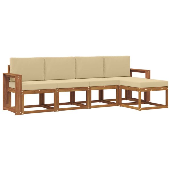 vidaXL K&uuml;lt&eacute;ri kanap&eacute; szett 5 pcs Term&eacute;szetes &eacute;s b&eacute;zs T&ouml;m&ouml;r Ak&aacute;cfa