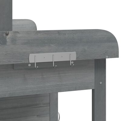 vidaXL szürke tömör fenyőfa ültetőasztal szekrénnyel 110,5x45x124,5 cm