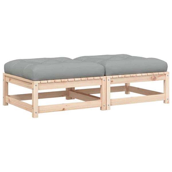 vidaXL 2 db tömör fenyőfa kerti lábtartó párnával