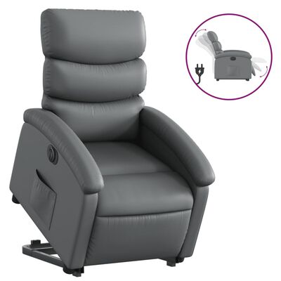 vidaXL elektromos szürke műbőr felállást segítő dönthető fotel