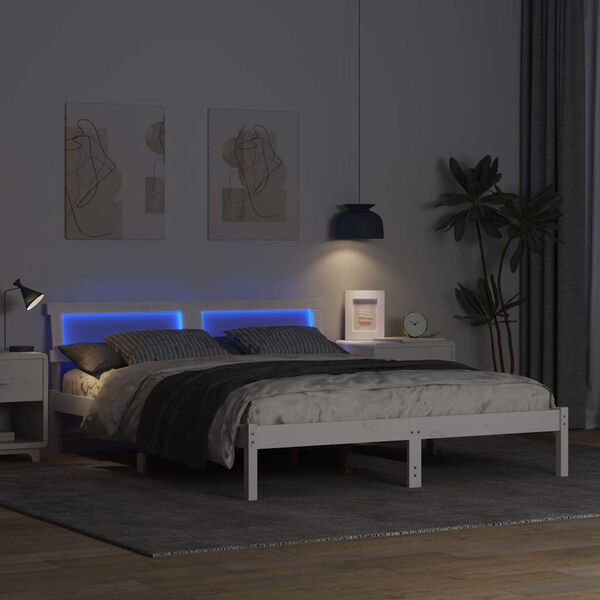 vidaXL &Aacute;gykeret fejt&aacute;ml&aacute;val Feh&eacute;r 150 x 200 cm T&ouml;m&ouml;r fenyőfa