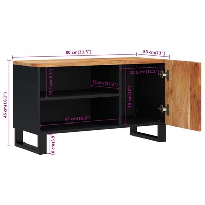 vidaXL tömör akácfa és szerelt fa TV-szekrény 80 x 33 x 46 cm