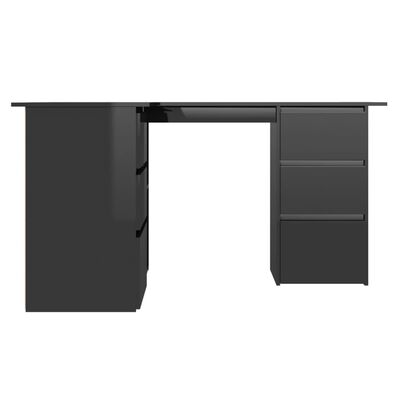 vidaXL magasfényű fekete forgácslap sarokasztal 145 x 100 x 76 cm