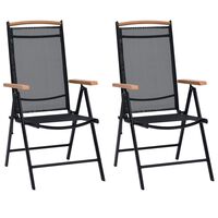 vidaXL 2 db fekete alumínium és textilén összecsukható kerti szék
