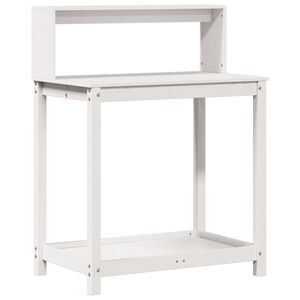 vidaXL feh&eacute;r t&ouml;m&ouml;r fenyőfa &uuml;ltetőasztal polccal 82,5 x 50 x 109,5 cm