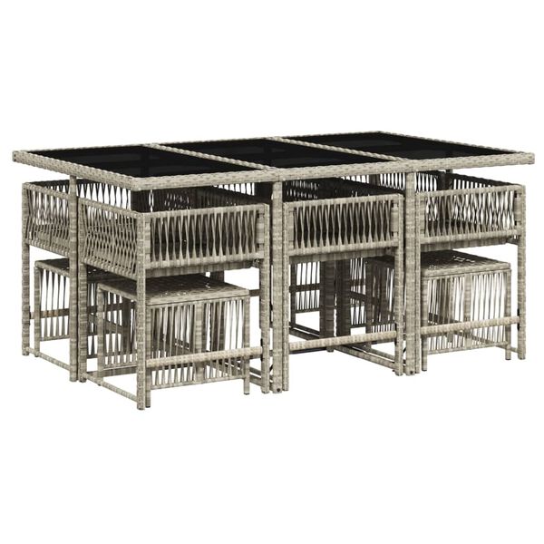 vidaXL 11 r&eacute;szes vil&aacute;gossz&uuml;rke polyrattan kerti &uuml;lőgarnit&uacute;ra p&aacute;rn&aacute;kkal