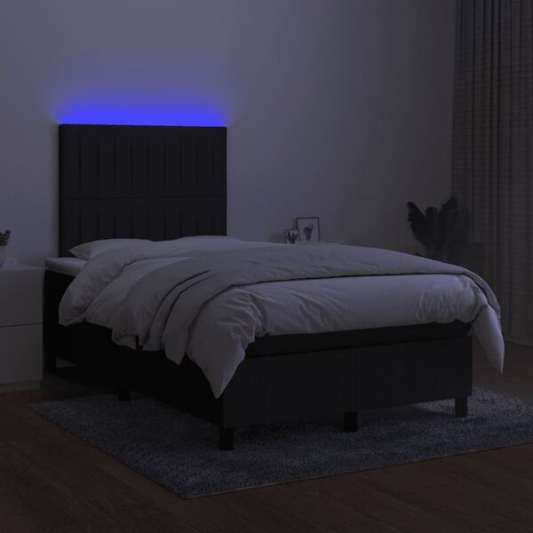 vidaXL fekete sz&ouml;vet rug&oacute;s &eacute;s LED-es &aacute;gy matraccal 120x190 cm