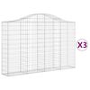 vidaXL 3 db &iacute;ves horganyzott vas gabion kos&aacute;r 200x30x120/140 cm
