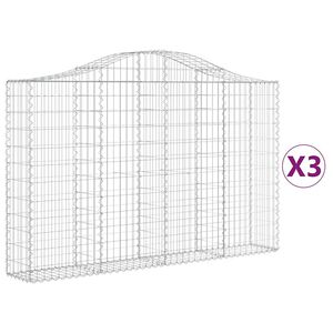 vidaXL 3 db &iacute;ves horganyzott vas gabion kos&aacute;r 200x30x120/140 cm