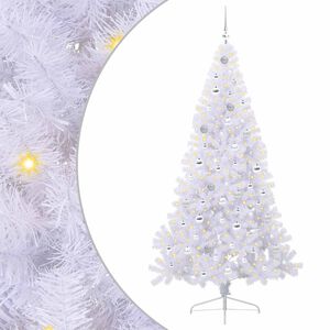 vidaXL Mű kar&aacute;csonyfa 300 LED-del &aacute;llv&aacute;nnyal Feh&eacute;r 210 cm PVC &eacute;s Ac&eacute;l