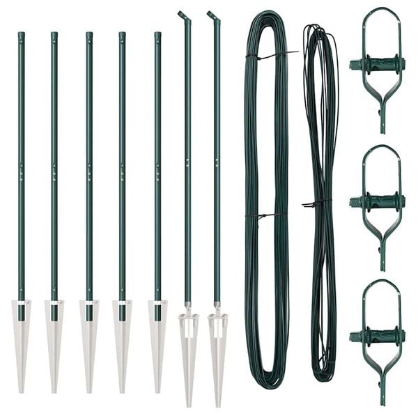 vidaXL Ker&iacute;t&eacute;soszlop 7 pcs Z&ouml;ld Ac&eacute;l