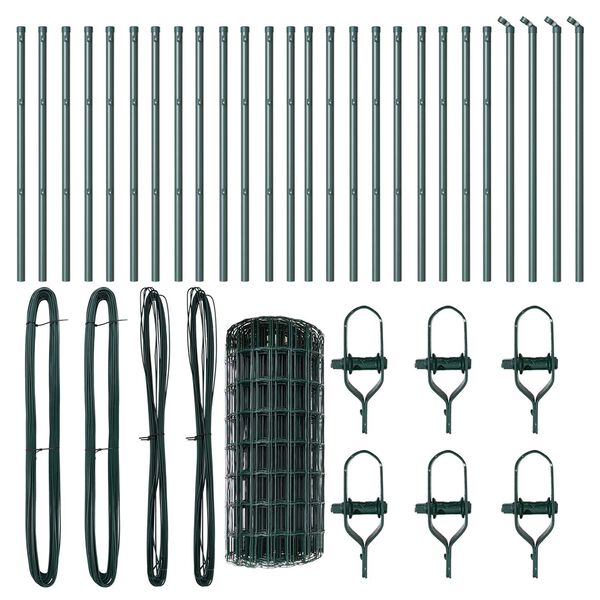 vidaXL Ker&iacute;t&eacute;s oszlopokkal Z&ouml;ld 0,6 x 50 m Ac&eacute;l &eacute;s PVC