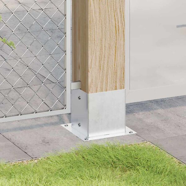 vidaXL 4 db horganyzott acélból oszlopalapok négyzet alakúak 141x141mm