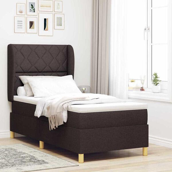 vidaXL Boxspring &aacute;gy matraccal S&ouml;t&eacute;tsz&uuml;rke 90x190 cm Sz&ouml;vet s&ouml;t&eacute;tbarna