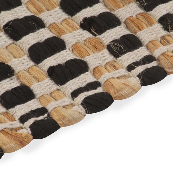 vidaXL k&eacute;zzel szőtt term&eacute;szetes/fekete juta f&uuml;rdőszobaszőnyeg-szett