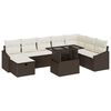 vidaXL Kerti Kanap&eacute; Szett p&aacute;rn&aacute;val t&aacute;rol&oacute;val 9 pcs Barna Poli rattan