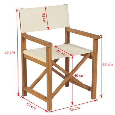 vidaXL tömör tíkfa összecsukható rendezői szék