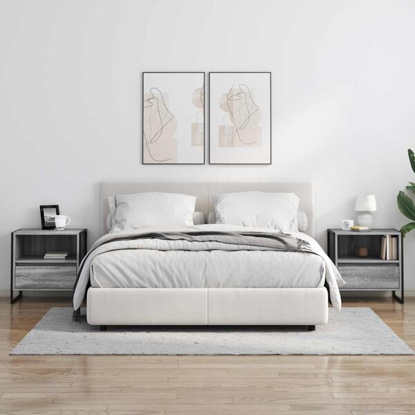 vidaXL &Eacute;jjeli asztal fi&oacute;kkal Sz&uuml;rke Sonoma 50 x 39,5 x 50 cm Faanyag