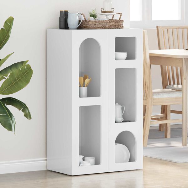 vidaXL Sz&eacute;f Magas F&eacute;nyű Feh&eacute;r 59 x 35 x 100,5 cm Faanyag