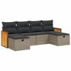 vidaXL 6 r&eacute;szes sz&uuml;rke polyrattan kerti &uuml;lőgarnit&uacute;ra p&aacute;rn&aacute;kkal