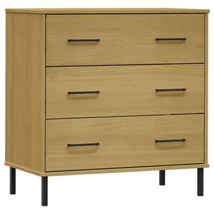 vidaXL OSLO barna t&ouml;m&ouml;r fa t&aacute;lal&oacute;szekr&eacute;ny 3 fi&oacute;kkal 77 x 40 x 79,5 cm