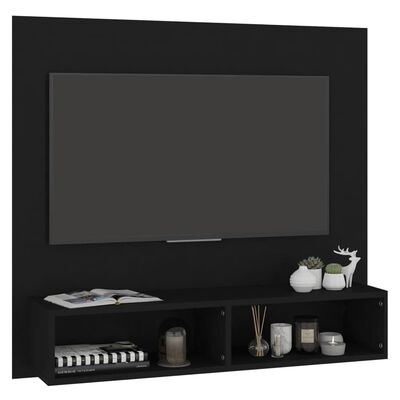 vidaXL fekete fali forgácslap TV-szekrény 102 x 23,5 x 90 cm