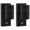 vidaXL K&uuml;lt&eacute;ri Fali L&aacute;mpa 2 db Fekete 6,5 x 10,5 x 16 cm