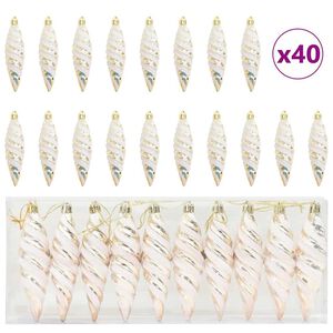 vidaXL Kar&aacute;csonyi Spir&aacute;lis Alak&uacute; G&ouml;mb 40 db pezsgősz&iacute;n 3 x 11 cm