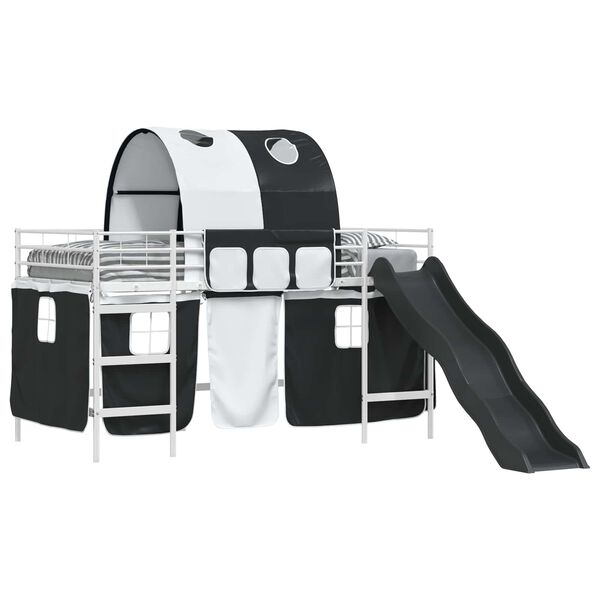 vidaXL Gyerekek Loft &Aacute;gykerete Feh&eacute;r &eacute;s fekete 80 x 200 cm F&eacute;m