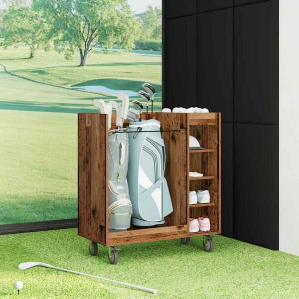 vidaXL Golf Szekr&eacute;ny ker&eacute;kkel Egysz&iacute;nű &Ouml;reg fa 90 x 45 x 98 cm
