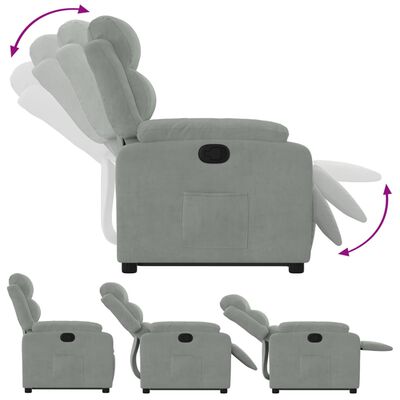 vidaXL világosszürke bársony felállást segítő dönthető fotel
