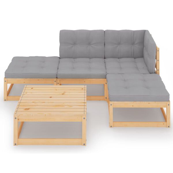 vidaXL 5 r&eacute;szes t&ouml;m&ouml;r fenyőfa kerti &uuml;lőgarnit&uacute;ra p&aacute;rn&aacute;val