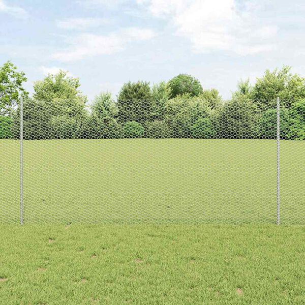 vidaXL Ker&iacute;t&eacute;s oszlopokkal Ez&uuml;st 1,2 x 50 m Ac&eacute;l