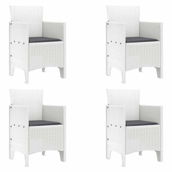 vidaXL Kerti Sz&eacute;k p&aacute;rn&aacute;val 4 pcs Feh&eacute;r 53 x 49 x 85 cm Polipropil&eacute;n