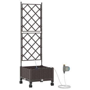vidaXL Kertivir&aacute;gtart&oacute; &Ouml;nt&ouml;zővel &eacute;s Kerekekkel Barna 40 x 40 x 132 cm