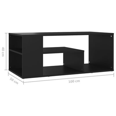 vidaXL fekete forgácslap dohányzóasztal 100 x 50 x 40 cm