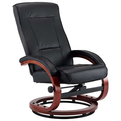 vidaXL fekete állítható háttámlás műbőr fotel lábzsámollyal