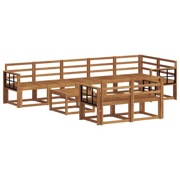 vidaXL K&uuml;lt&eacute;ri kanap&eacute; szett 9 pcs Term&eacute;szetes T&ouml;m&ouml;r Ak&aacute;cfa