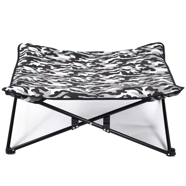 @Pet szürke katonamintás nyomtatású kutyaágy