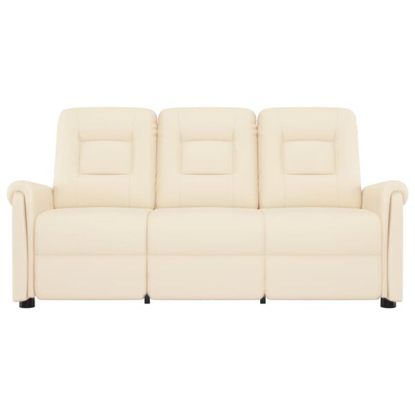 vidaXL 3 személyes krém műbőr dönthető masszázsfotel