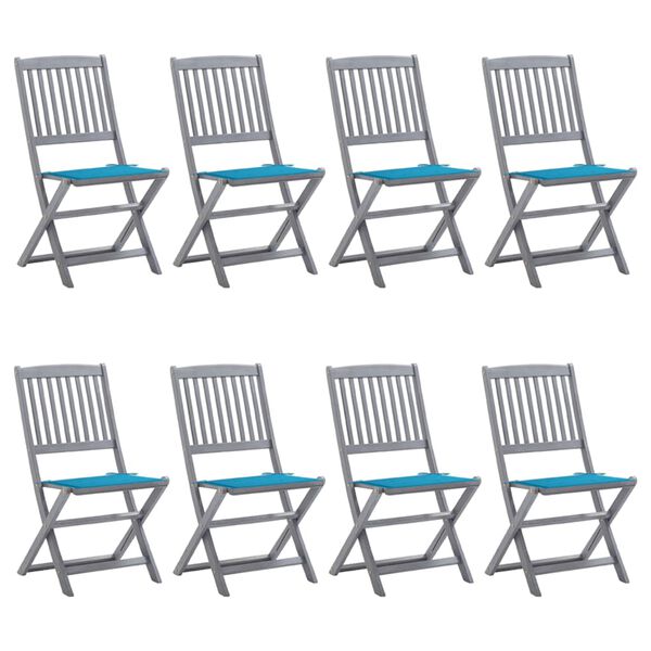 vidaXL 8 db &ouml;sszecsukhat&oacute; t&ouml;m&ouml;r ak&aacute;cfa kerti sz&eacute;k p&aacute;rn&aacute;kkal