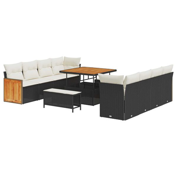 vidaXL Kerti Kanap&eacute; Szett p&aacute;rn&aacute;val 11 pcs Fekete &eacute;s Kr&eacute;m