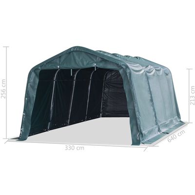 vidaXL sötétzöld elmozdítható PVC állattartó sátor 550 g/m² 3,3 x 6,4 m