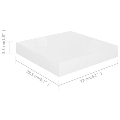 vidaXL magasfényű fehér MDF lebegő fali polc 23 x 23,5 x 3,8 cm