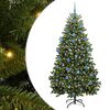 vidaXL Mű kar&aacute;csonyfa 180 cm 300 LED Meleg feh&eacute;r PVC &eacute;s Ac&eacute;l Z&ouml;ld