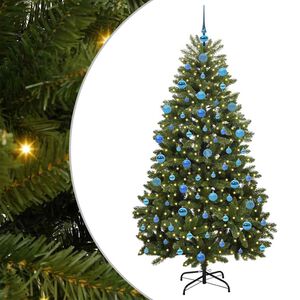 vidaXL Mű kar&aacute;csonyfa 180 cm 300 LED Meleg feh&eacute;r PVC &eacute;s Ac&eacute;l Z&ouml;ld