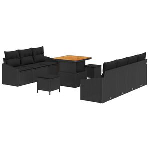 vidaXL Kerti Kanap&eacute; Szett p&aacute;rn&aacute;val t&aacute;rol&oacute;val 10 pcs Fekete
