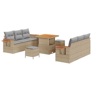 vidaXL Kerti Kanap&eacute; Szett 11 pcs Beige &eacute;s Vil&aacute;gossz&uuml;rke polirattan