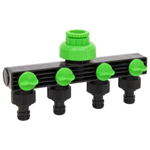 vidaXL z&ouml;ld &eacute;s fekete ABS &eacute;s PP 4-ir&aacute;ny&uacute; csap adapter 19,5 x 6 x 11 cm