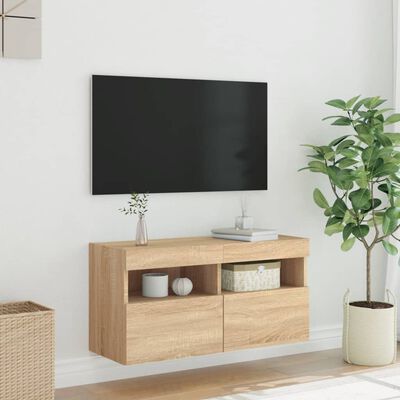 vidaXL sonoma tölgy színű fali TV-szekrény LED-ekkel 80x30x40 cm